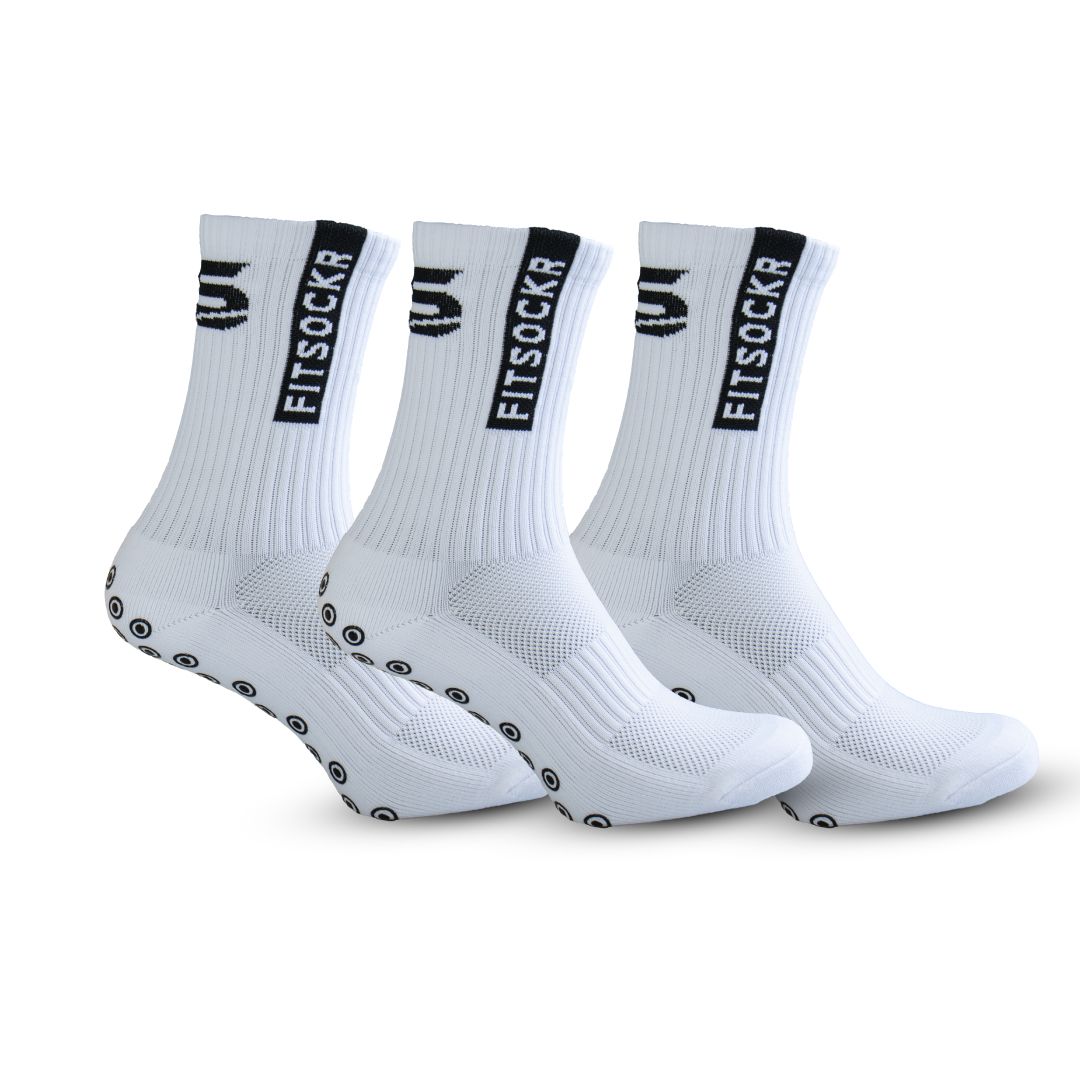 FitSockr Gripsocken - Weiß - 3er-Pack Socken