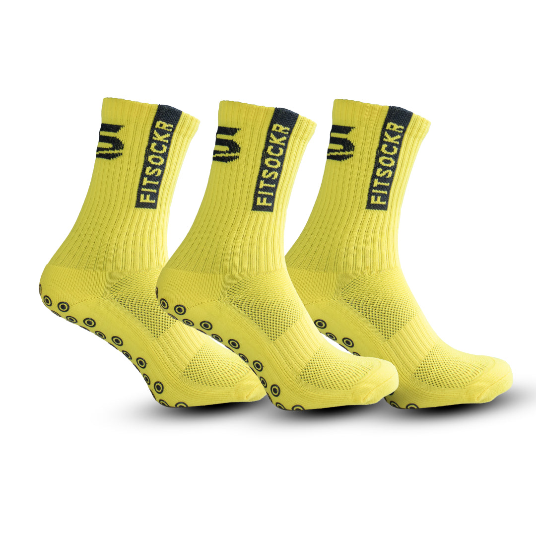 FitSockr Gripsocken - Gelb - 3er-Pack Socken