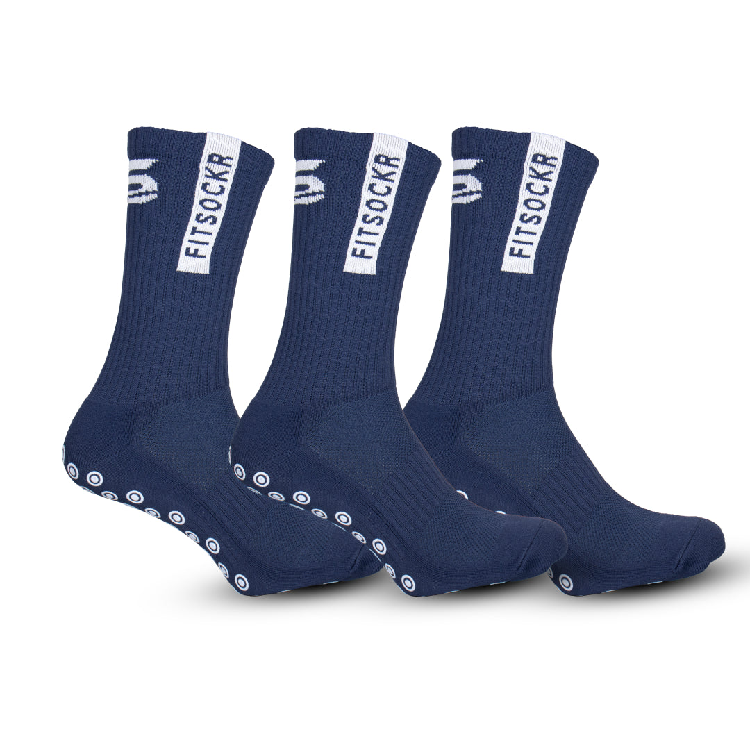 FitSockr Gripsocken - Marineblau - 3er-Pack Socken