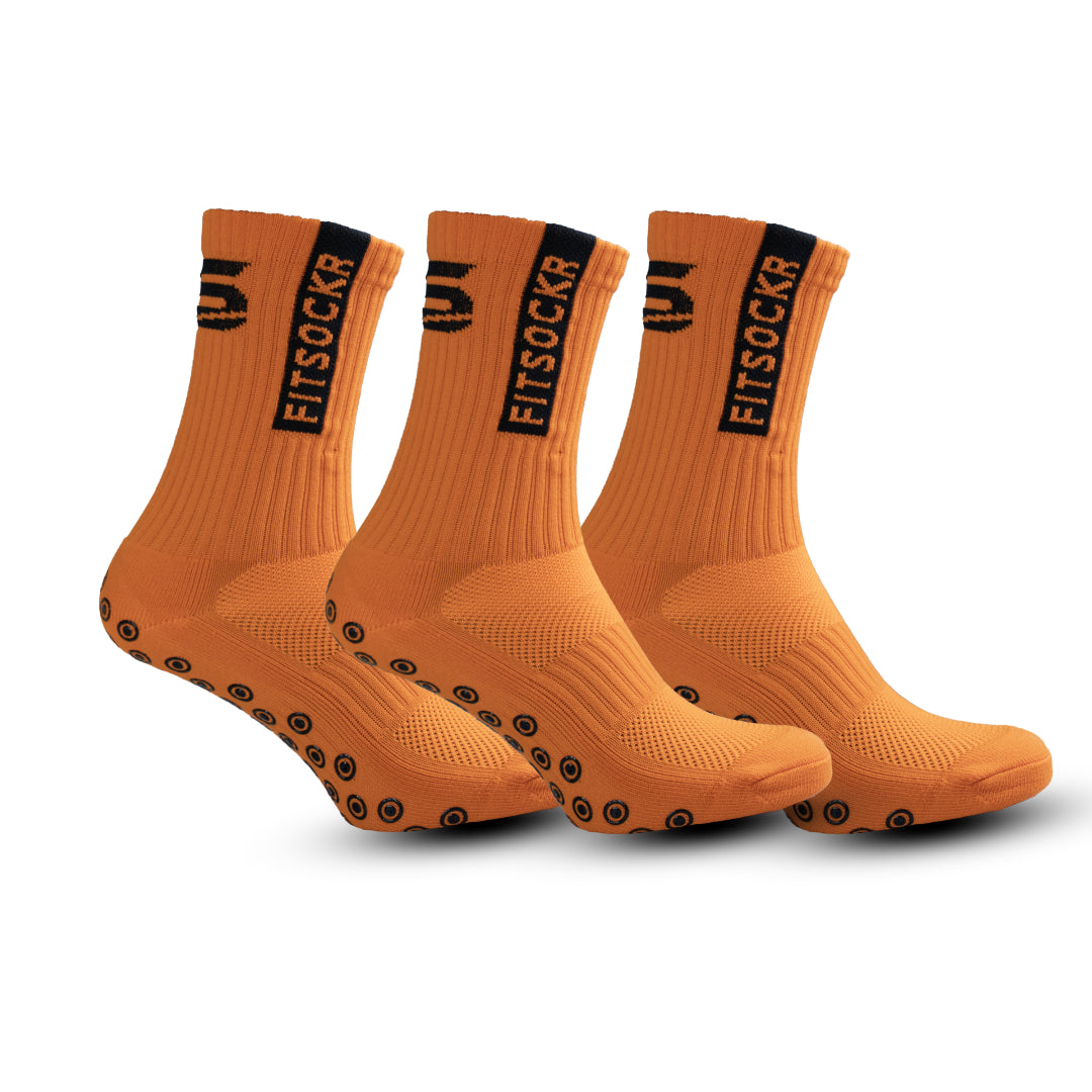 FitSockr Gripsocken - Orange - 3er-Pack Socken