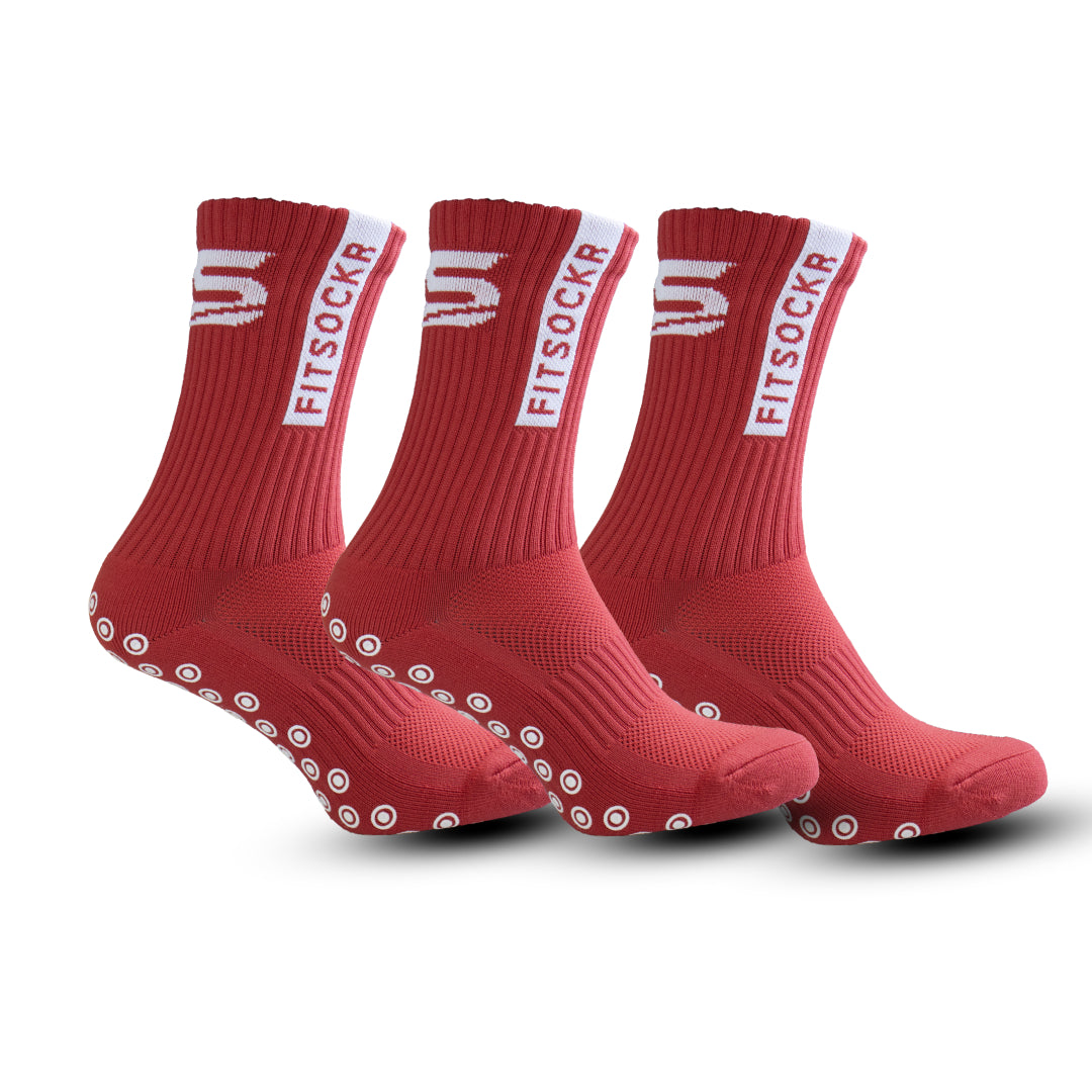 FitSockr Gripsocken - Rot - 3er-Pack Socken