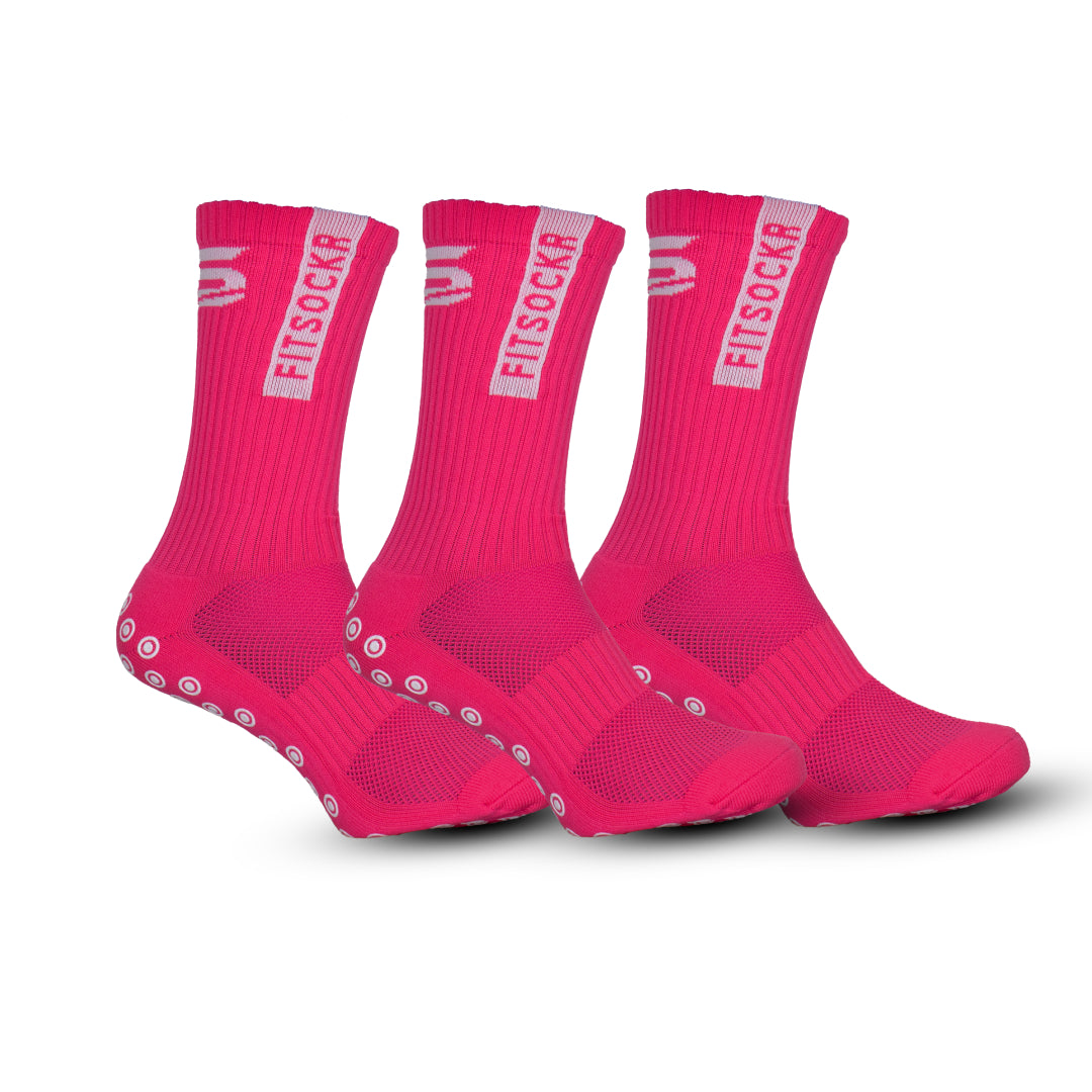 FitSockr Gripsocken - Rosa - 3er-Pack Socken