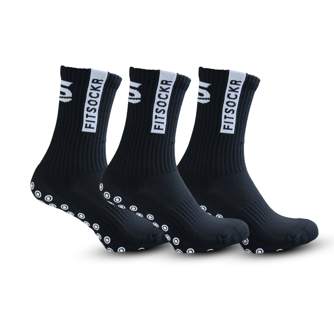 FitSockr Gripsocken - Schwarz - 3er-Pack Socken